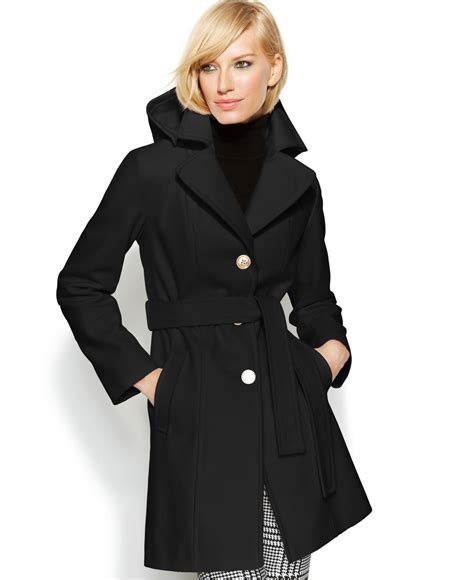 women michael kors black coat|Michael Kors black wool coat.